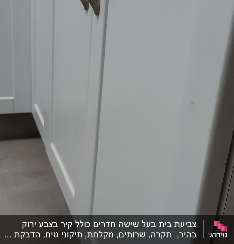 ארונות מטבח לבנים עם ידיות מתכת